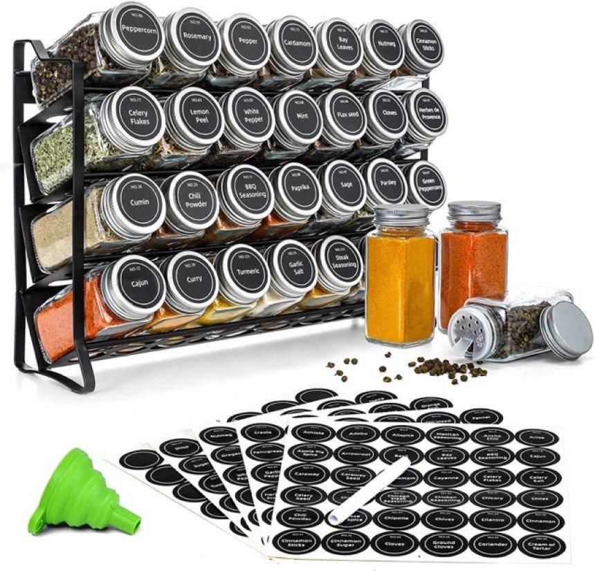 Spice Rack with 28 Spice Jars